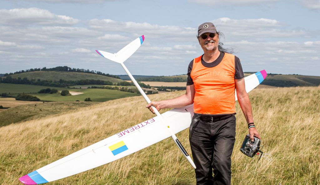 Competitor standing with F3F model